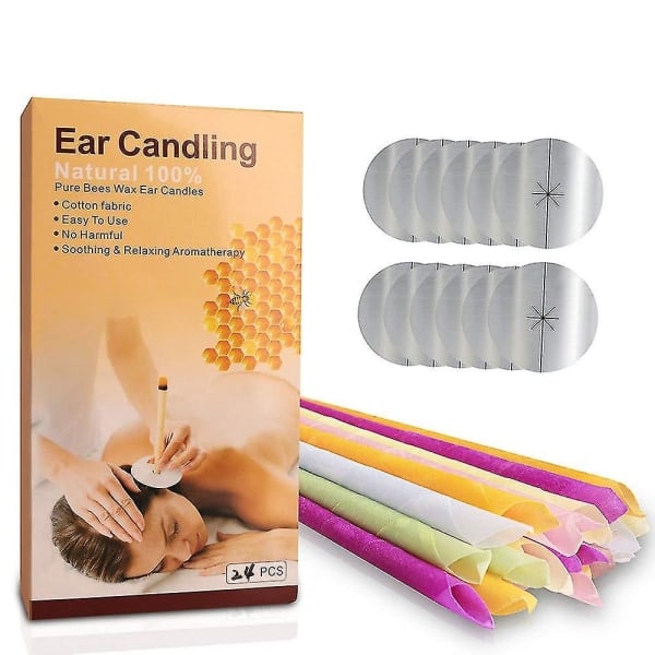 SQBB Ear Candles, 24 pcs Beeswax Ear Candle Cones Ear Wax Removal Candle Kit Non-Toxic Cylinders Scent null none