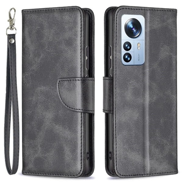 SKALO Xiaomi 12 Pro Wallet Case in PU Leather - Black Black