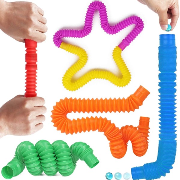 Storpack Pop Tubes, Fidget Leksaker, Sensoriska Stress- och Ångestlindrande Leksaker för Barn, Vuxna, Lärande Leksaker, Stretch Tubes 8pcs 2.9cm