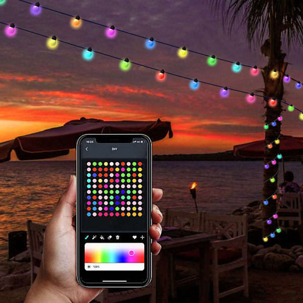 10m 50 LED utomhus ljusslingor med appkontroll