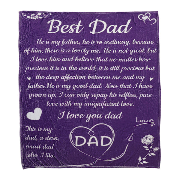 Alphabet Pattern Flannel Blanket, Soft, Comfortable, Lightweight, Portable, Purple, Personalized Dad Blanket for Father's Day 150x200cm