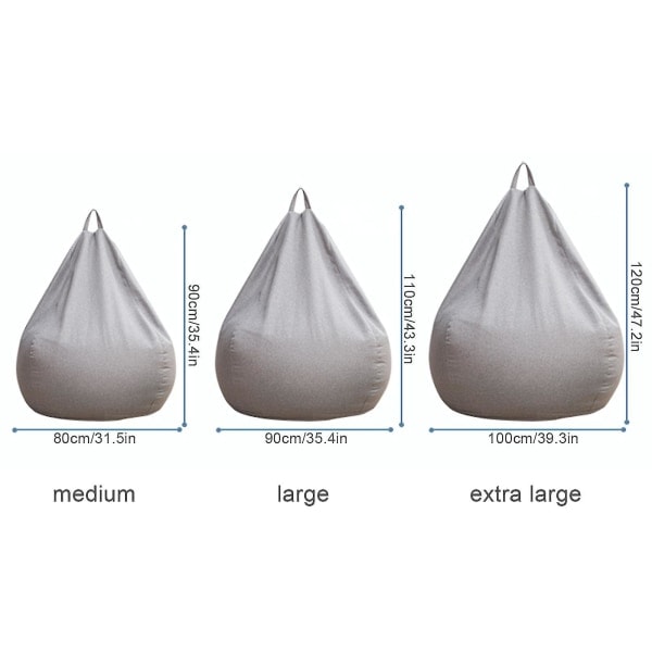 REMAKE Ny Design Extra Stor Bönpåse Stol Soffaöverdrag Inomhus Lat Lounger För Vuxna Barn Hotsale Hög Kvalitet Grå 100 * 120cm