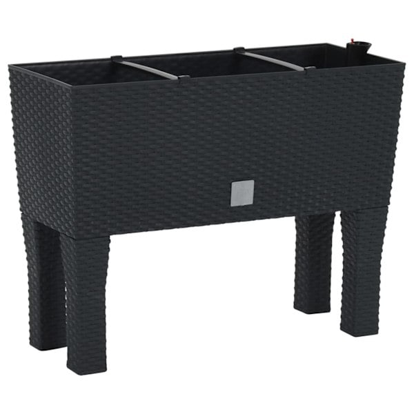 Forhøjet planteboks antracit 60x25x46 cm PP rattan