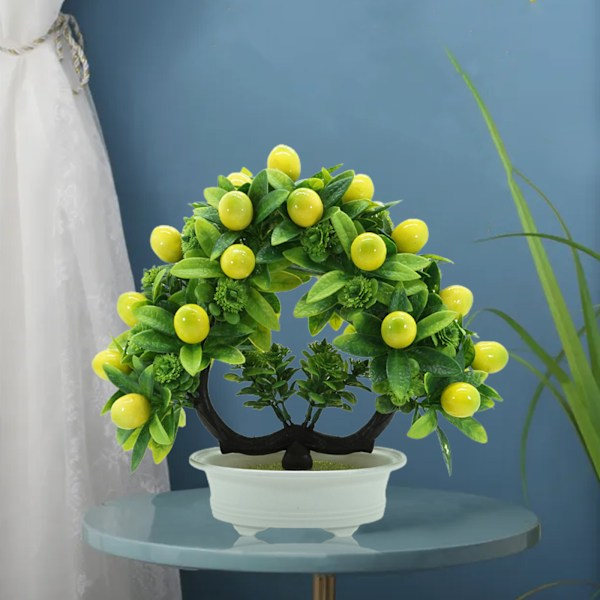 Simulering af frugt og blomster bonsai Ny stil Nyårsdekoration æblepotte hjem indendørs skrivebords pynt