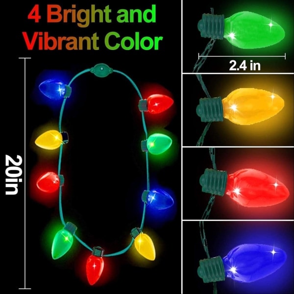 4-pak LED-lampe halskæder til jul, nytår og juleaften