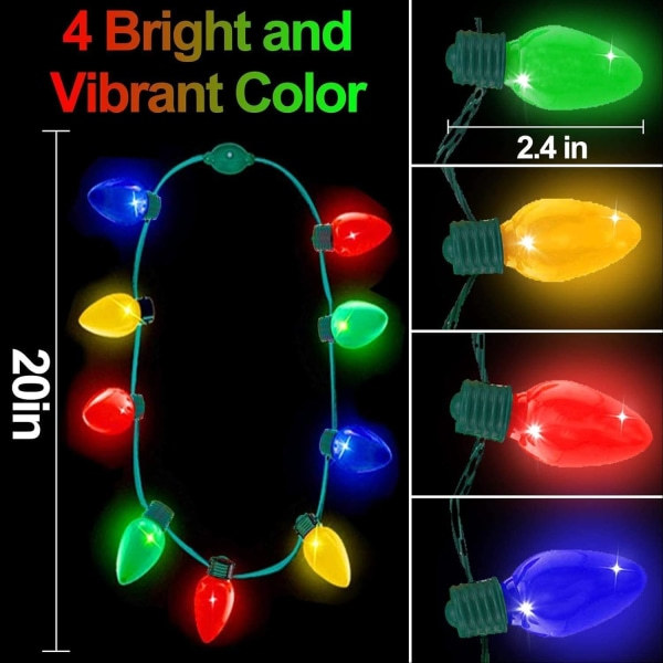 4-pak LED-lamper halskjeder for jul, nyttår og julaften