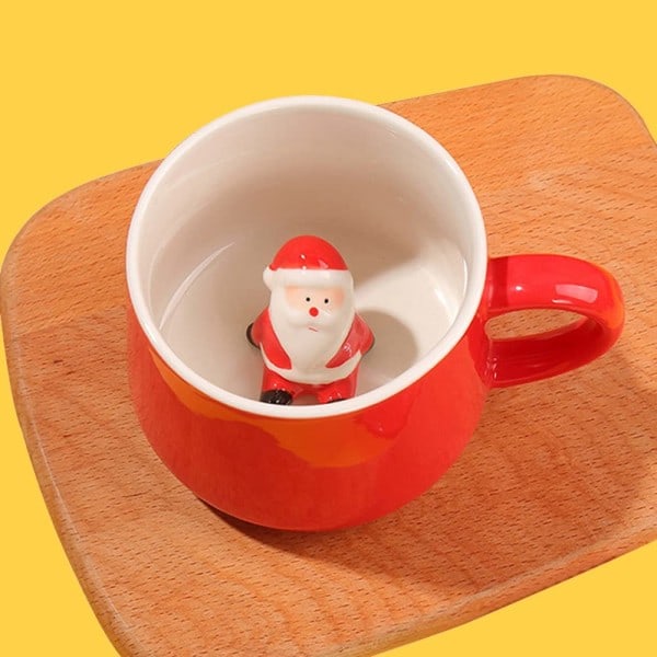 3D Jultomte Kaffekopp, Söt Handgjord Keramisk Tekopp Jul- och Födelsedagspresent, Mors Dagspresent