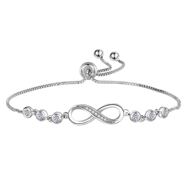 Armband för kvinnor, 925 Sterling Silver Love Armband, Formel Kristall Zirkonia Vänarmband, Justerbart