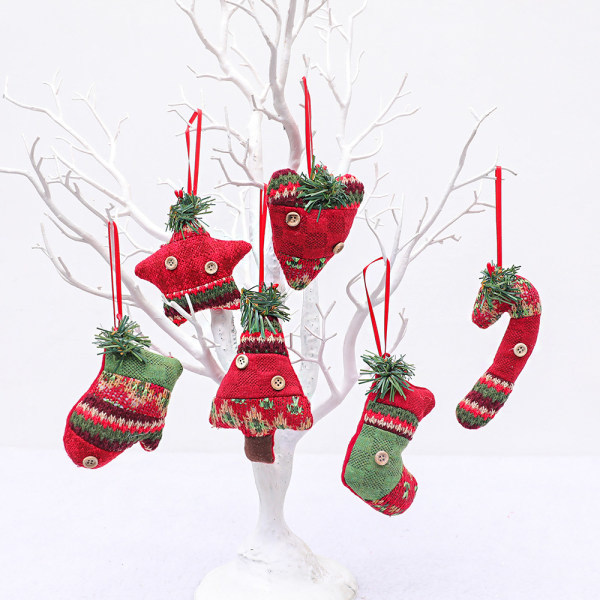 6 Julepynt Juletrepynt Kreative Sokker Krykker Gavepynt Scenedekorasjon 9 * 10cm