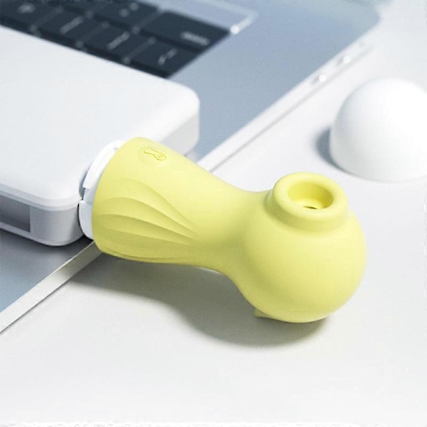 Massageapparat til kvinder, tunge-sugefunktion, stærk vibration, søhestform, kvindelig massager i gul