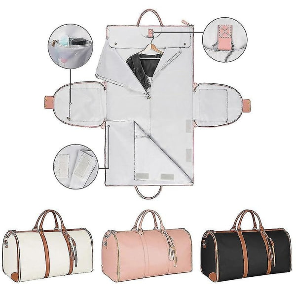 REMAKE Carry On Garment Bag, Stor PU Læder Duffel Taske til Kvinder, Vandafvisende Garment Bags XC Sort