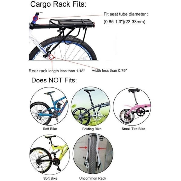 Bagagebærer til cykel, MTB sædepindbeslag, holder med reflektor og muddervang, universel hurtig montering