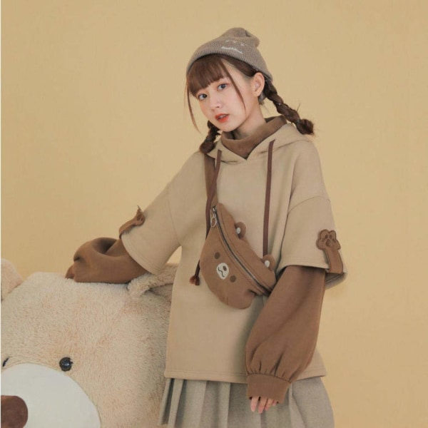 Harajuku Æstetisk Anime Hoodie til Kvinder, Koreansk Kawaii Crew Letvægts XL