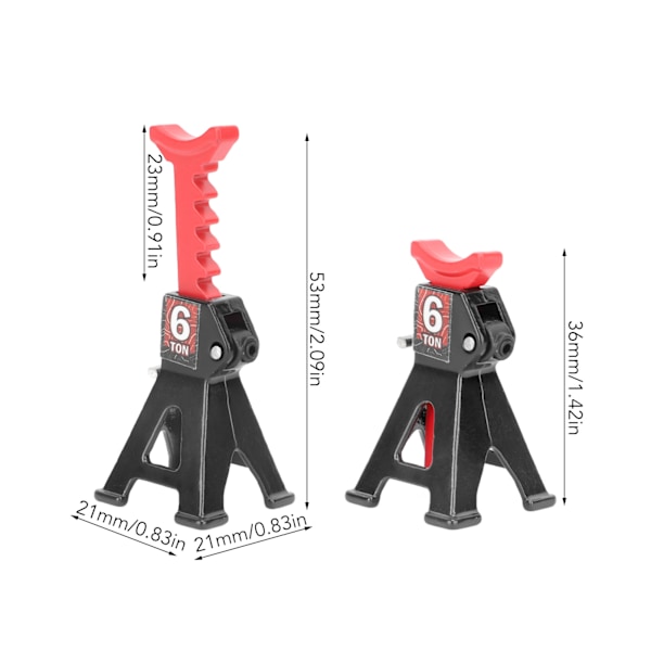 4 stk. Mini Donkraft Justerbar Aluminium Legering Skala Donkraft Sæt 1/24 til SCX24 RC Bil Sort