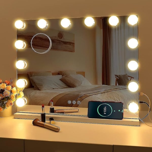 REMAKE LED-spegel med USB-belysning, (endast lampor) 10 lampor 3 ljuslägen för bordsspegel, väggmonterad spegel, badrumsspegelbelysning