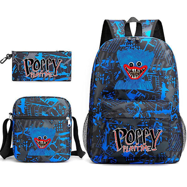 Horror Game Poppy Backpack 3d Print 3pcs/set Huggy Wuggy Anime Cartoon Oxford Waterproof Students Boys Girls School Bag