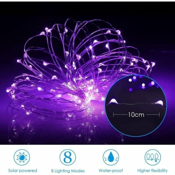 100 LED Udendørs Lys Batteridrevet, Festlig, Bryllup, Fødselsdag, FEST, NYTÅR Dekoration, H??USER ETC (8 Tilstande, Udendørs Belysning)