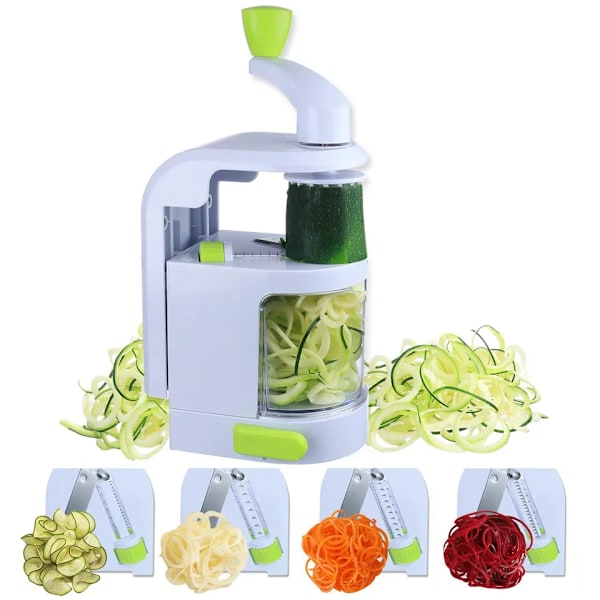 Spiralizer i stål för grönsaker, vertikal design, halkfri bas, enkel att använda, BPA-fri, perfekt för pastasallad och mer