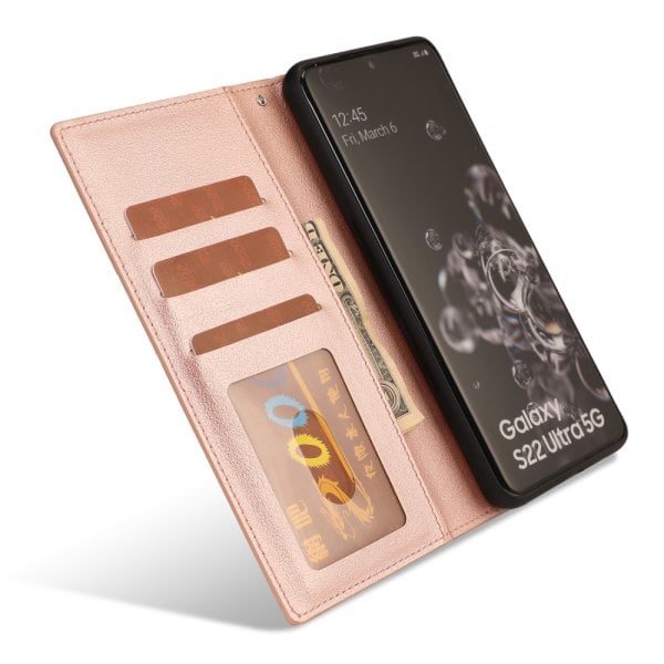 SKALO Samsung S23 Ultra DOLIZMA 2-i-1 Magnet Plånboksfodral - Roséguld