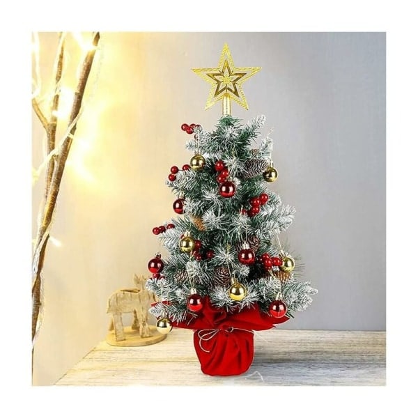 60cm Artificial Mini Christmas Tree with Decorative Christmas Balls, Small Potted Christmas Tree with Christmas Tree Star for Christmas Decorations