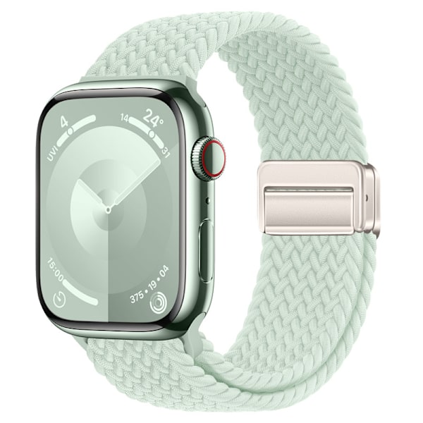 Starlight Nylon Flätat Klockarmband för Apple Watch Grön