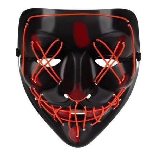 Halloween - Maskeradmask - LED-belyst - Cosplay Halloween Svart