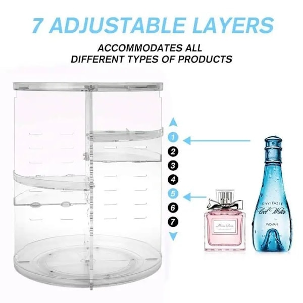 Roterende Makeup Stativ Organizer Transparent