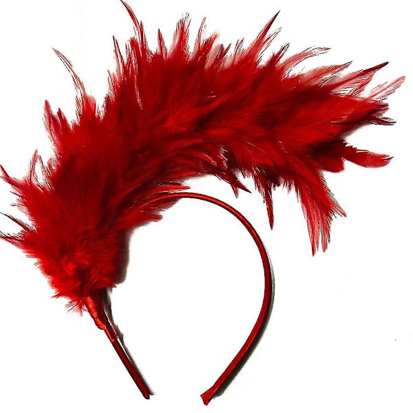 Flapper-huvudbonad Mardi Gras Flapper Fjäderpannband Burlesque-huvudbonad Red