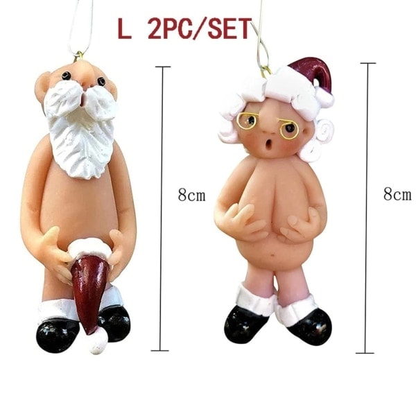 2-delad julset Rolig naken tomte Hängande prydnad för hem Nyårsafton Dekorationer Tomteträd Harts 8cm
