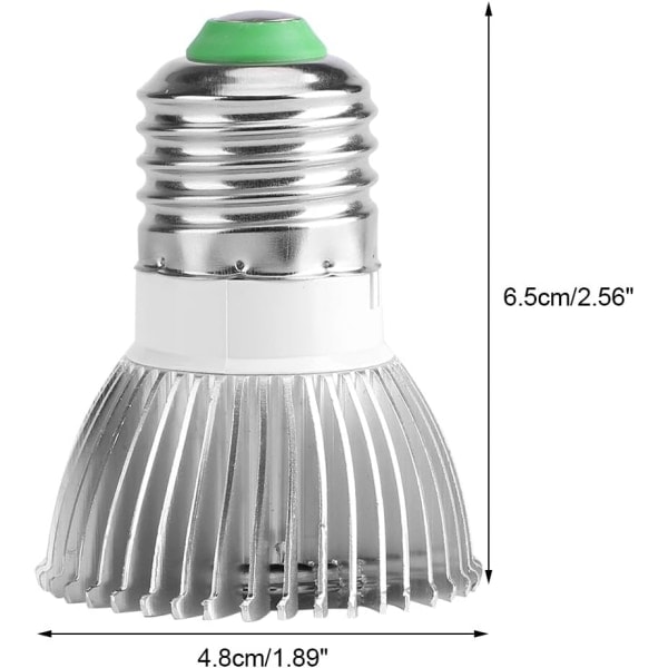 Plantelys, 18W 85265V Full Spectrum Aluminium E27/E14/Gu10 18 LED Blomst Plante Sølv 1.89 X 2.56 Tommer (E14)