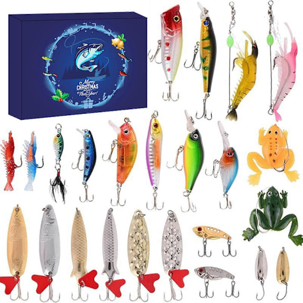Fiskejulkalender - 24-dagars fiskeset för fiskare vuxna män tonårspojkar - Jul 2024 överraskningsgåva[HK] färgglad