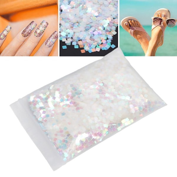 Nail Art Glitter Sequins DIY Shiny Square Nail Paillette Flakes Decorations for Christmas Party 1.8oz