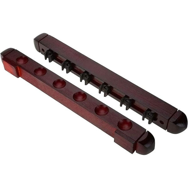 6 Pool Cue Stativer, Træ Pool Cue Stativ Væghængt Pool Cue Stativ Pool Cue Holder med 6 Cue Clips til Poolbarer, Køer og Poolspillere