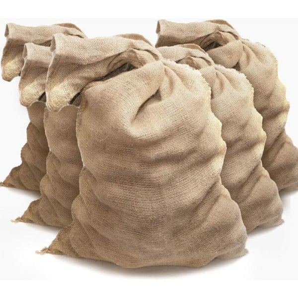 Jutesäckar - Potatis Jutesäckar - Skyddande Potatissäckar - Flood Resistant (60 x 100cm), Brun