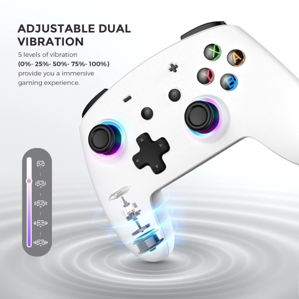 Switch Pro Controller, Trådløs Switch Controller med LED-lys/Dobbelt Vibration, Fjernbetjening