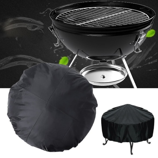 112cm Rund Vanntett BBQ Grilltrekk Støvtrekk Patio Peis Trekk Svart