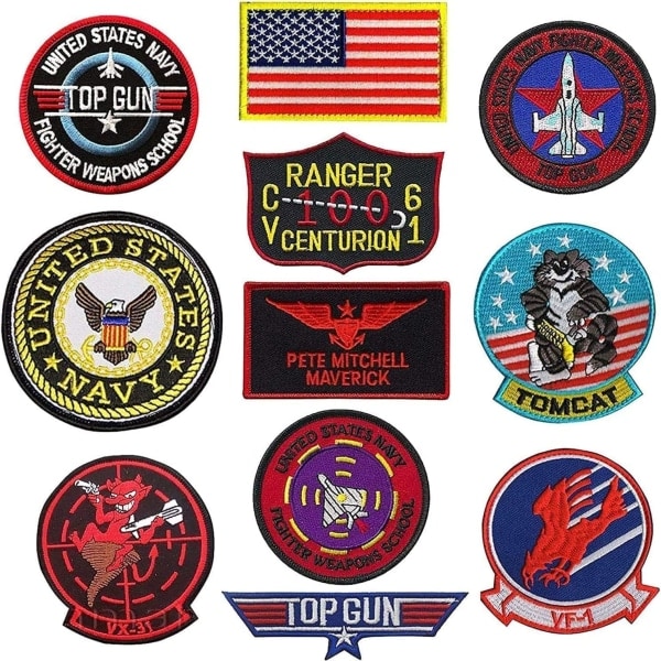 REMAKE Maverick Amerikansk Flag Iron-on Sy-på Patches (11-pak)