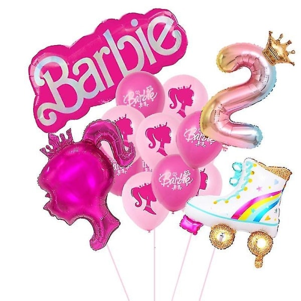 Nya DIY Kawaii Barbie Ballonger Barn Flickor Pojkar 0-9 År Födelsedagsfest Tema Dekoration Barn Baby Aluminium Film Ballonger Leksak