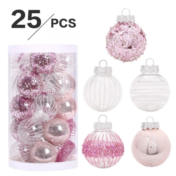 25 stk. PET-maltede julekule-sett, julepynt