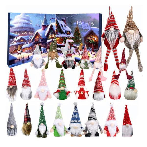 Julemandens Adventskalender 2024 | 24-delt Julemandens Dekorerede Adventskalender | 24 Dages Nedtælling til Jul Samlefigur