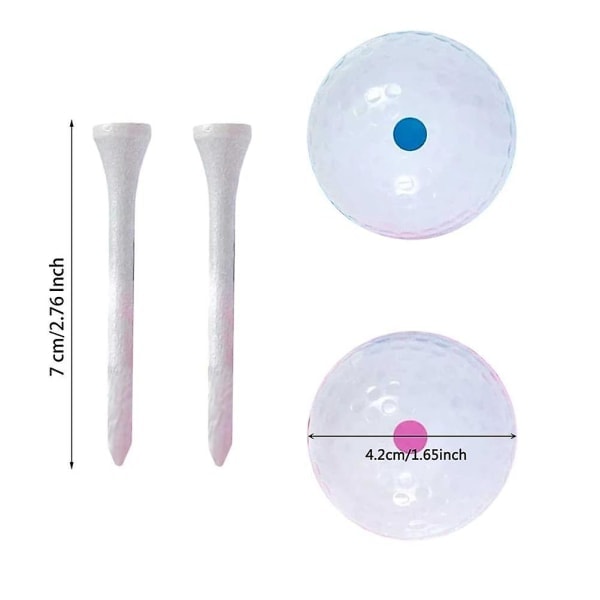 Kønsafslørende golfbold, eksploderende golfbolde, inklusive 1 pink + 1 blå + 2 trætees - Den perfekte idé til kønsafsløring!
