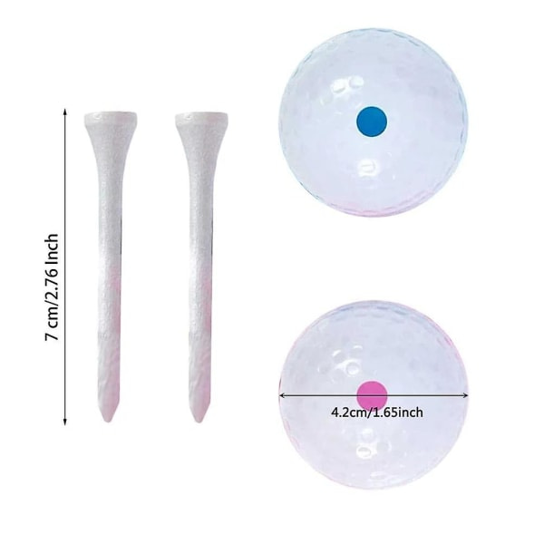 Könsavslöjande golfboll, exploderande golfbollar, inklusive 1 rosa + 1 blå + 2 trätee - Den perfekta idén för könsavslöjande!