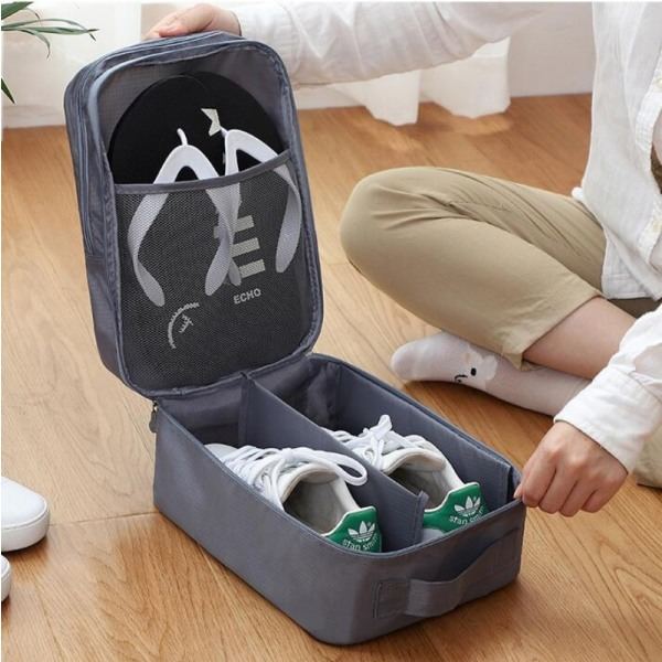 Skobag för 3 par skor, Väska för skoförvaring, Reseskobag Svart