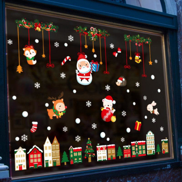 Glædelig Jul Hjem Væghængning Vindue Dekal Julemand Vindue Klistermærker Væghængning Glædelig Nytår 03 Kina
