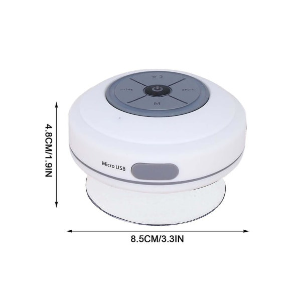 Kannettava Bluetooth-kaiutin Langaton Vedenkestävä Suihkukaiutin Puhelimelle Bluetooth-Subwoofer Handsfree Auton Kaiutin Valkoinen