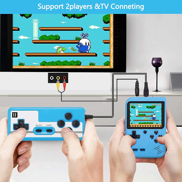 REMAKE Retro Handheld Spelkonsol med 400 Klassiska FC-spel - 3,0 tum Skärm Bärbar Videospelkonsol (Blå)