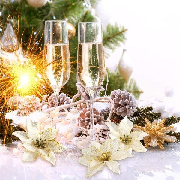 /#/(Blå) 45 stk. juleblomst dekorationer glitter juleblomst/#/