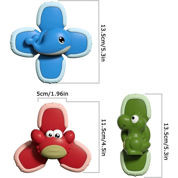 3 Pak Sow Spinner Top Legetøj Baby Finger Sow Cap Spindelegetøj til Børn Bad