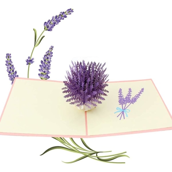 Lavendel Hilsenskort 3D Pop Up Fødselsdagskort Mors Dag Kort til Thanksgiving Fars Dag Fødselsdag Valentinsdag