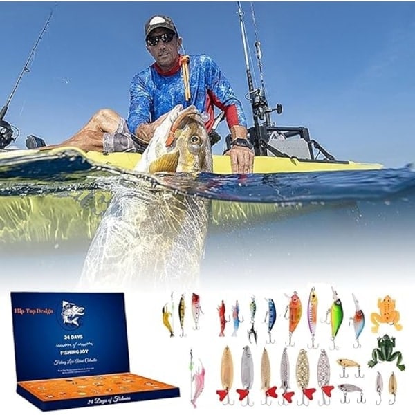 REMAKE Julkalender för Fiske 2024 - Fiskebeten Set, Fiskeutrustning för Vuxna Män Pojkar, Fisketillbehör (24 st)